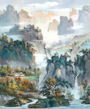 Landscapes Painting - Chinese Landscape Shanshui Mountains Waterfall 0 953 from China